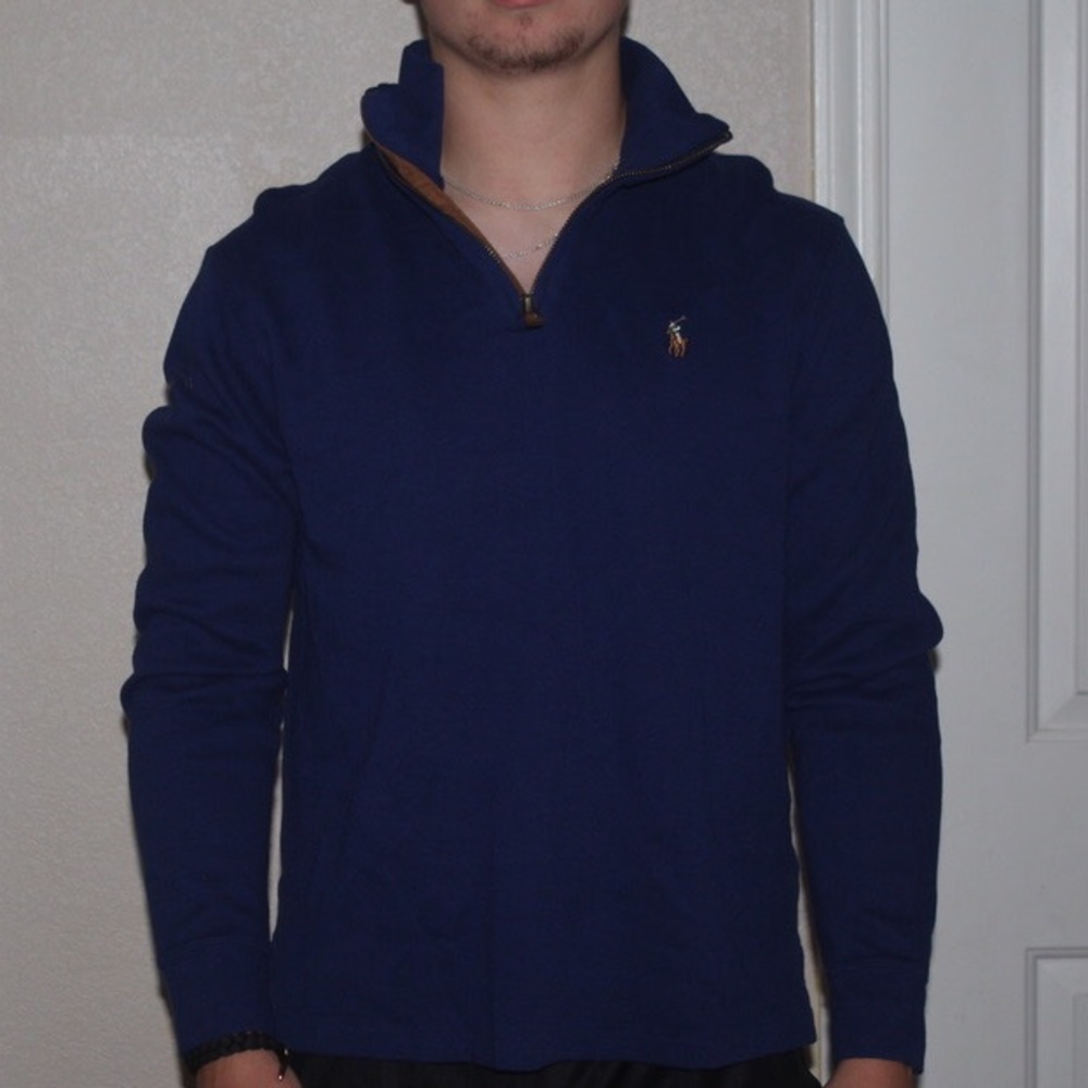 Dark Blue Polo Quarter Zip Up